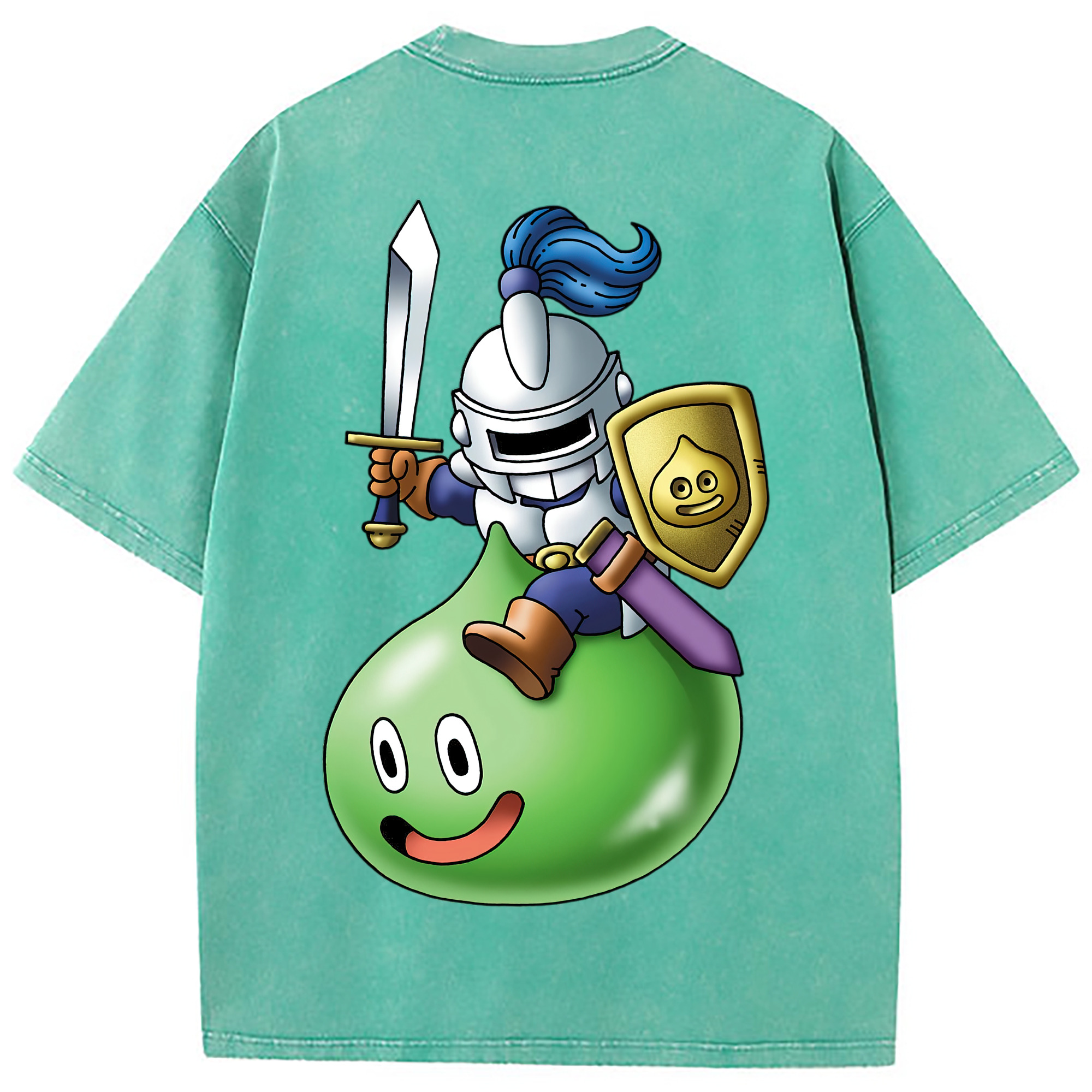 （画像用） ドラゴンクエスト Doragon Kuesuto Dragon Quest 綿100% ヴィンテージ風 半袖Tシャツ（背面プリント）